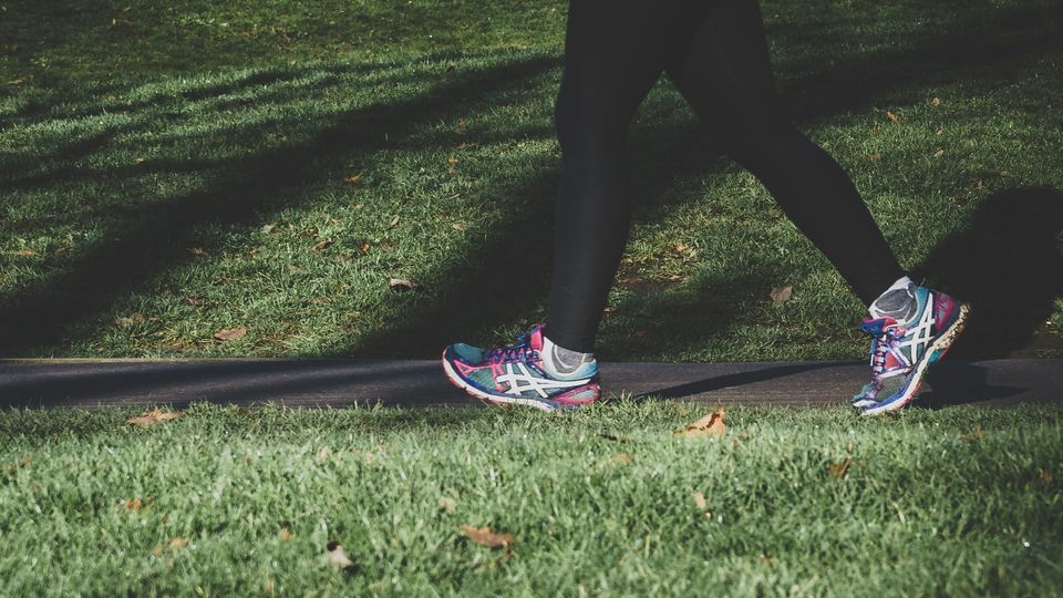 A person walking on a path.