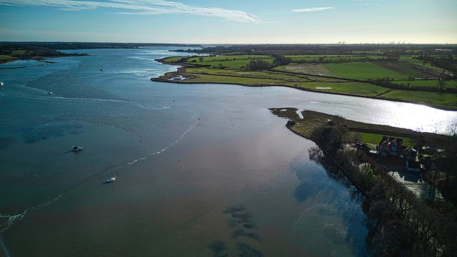 Birds eye view of open estuarine waters 