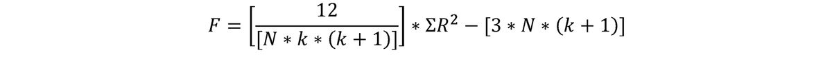 The Friedman test formula.