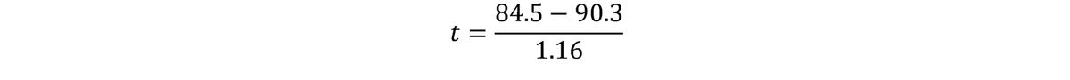 Calculating the one sample t test statistic, equation 2.