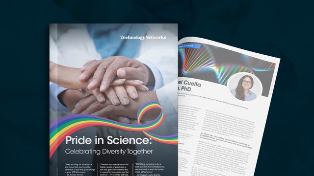 eBook cover showing a rainbow ribbon over the piled hands of multiple researchers and an article snippet behind this 