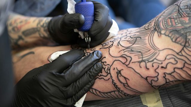 A close up of someone being tattooed. 