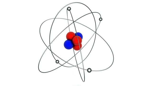 Red and blue neutron on a white background 