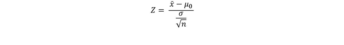 The one-sample z test formula